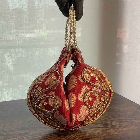 Handbags - Indian Inspired Red Gold Clutch Purse